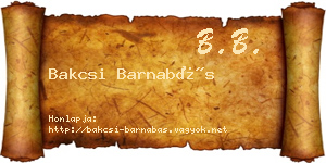Bakcsi Barnabás névjegykártya